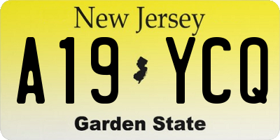 NJ license plate A19YCQ