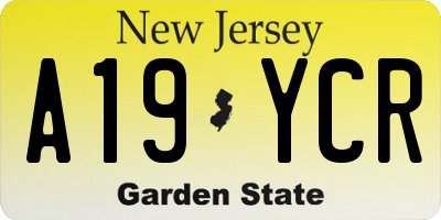 NJ license plate A19YCR