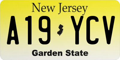 NJ license plate A19YCV