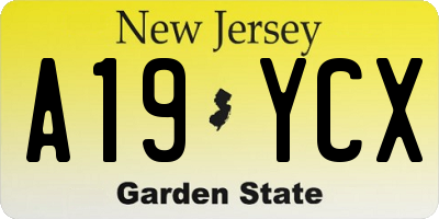NJ license plate A19YCX