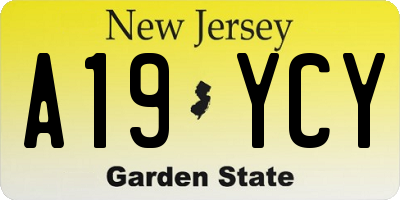 NJ license plate A19YCY