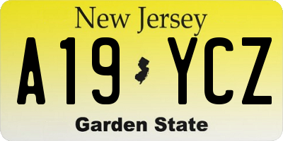 NJ license plate A19YCZ