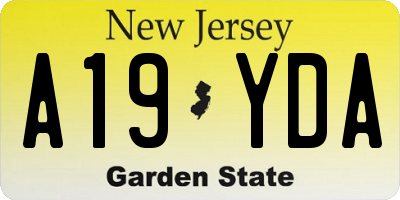 NJ license plate A19YDA