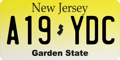 NJ license plate A19YDC