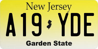NJ license plate A19YDE