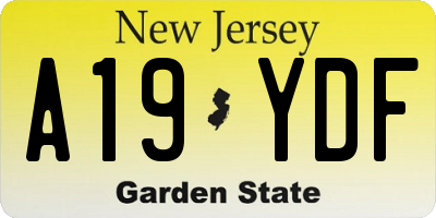 NJ license plate A19YDF