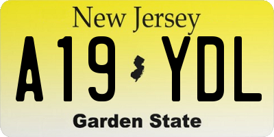 NJ license plate A19YDL