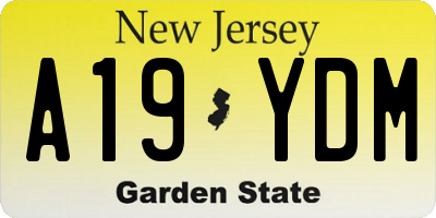 NJ license plate A19YDM