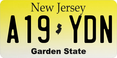 NJ license plate A19YDN