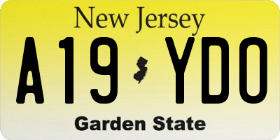 NJ license plate A19YDO