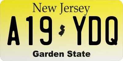 NJ license plate A19YDQ