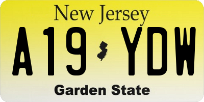NJ license plate A19YDW