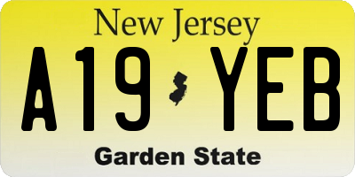 NJ license plate A19YEB