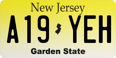 NJ license plate A19YEH