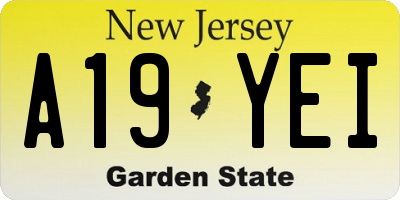 NJ license plate A19YEI
