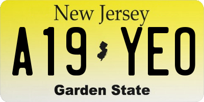 NJ license plate A19YEO