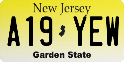 NJ license plate A19YEW