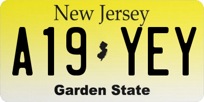 NJ license plate A19YEY