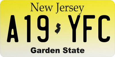 NJ license plate A19YFC