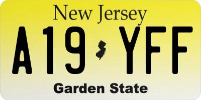 NJ license plate A19YFF