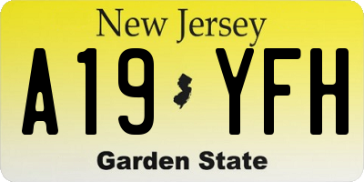 NJ license plate A19YFH