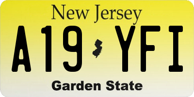 NJ license plate A19YFI