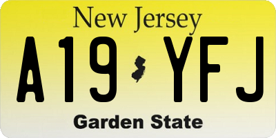 NJ license plate A19YFJ