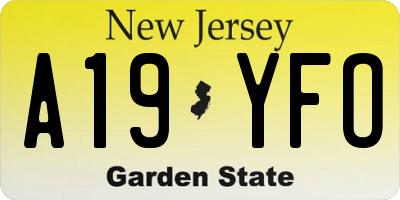 NJ license plate A19YFO