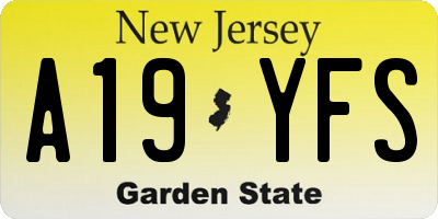 NJ license plate A19YFS