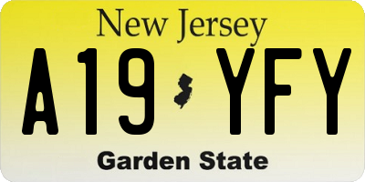 NJ license plate A19YFY