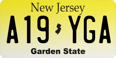 NJ license plate A19YGA