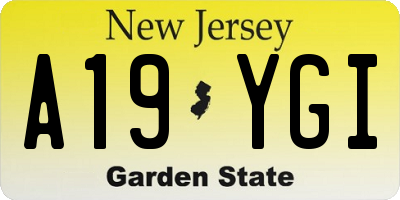 NJ license plate A19YGI