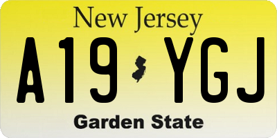 NJ license plate A19YGJ