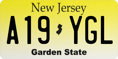 NJ license plate A19YGL
