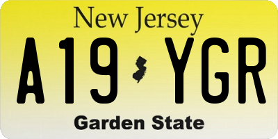 NJ license plate A19YGR