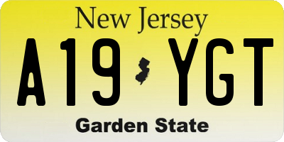 NJ license plate A19YGT