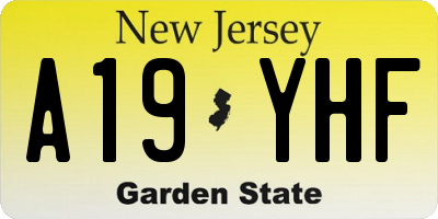 NJ license plate A19YHF