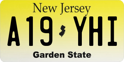 NJ license plate A19YHI