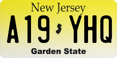NJ license plate A19YHQ