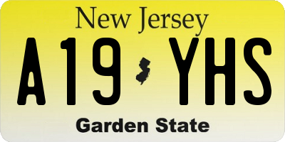 NJ license plate A19YHS