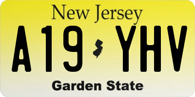 NJ license plate A19YHV