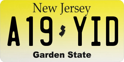 NJ license plate A19YID