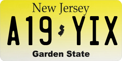 NJ license plate A19YIX