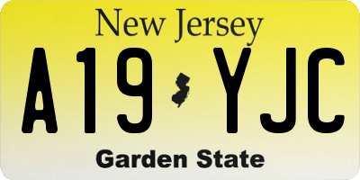 NJ license plate A19YJC