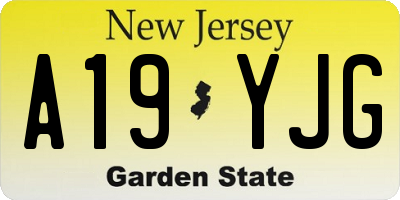 NJ license plate A19YJG