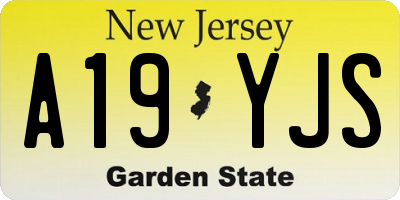 NJ license plate A19YJS