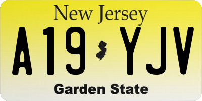 NJ license plate A19YJV