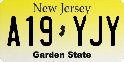 NJ license plate A19YJY