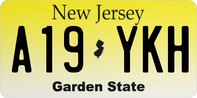 NJ license plate A19YKH