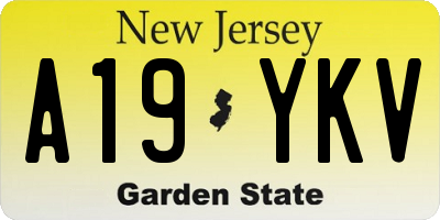 NJ license plate A19YKV